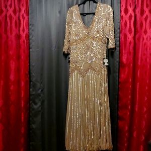 Brown dress with silver and brown beading and sequin